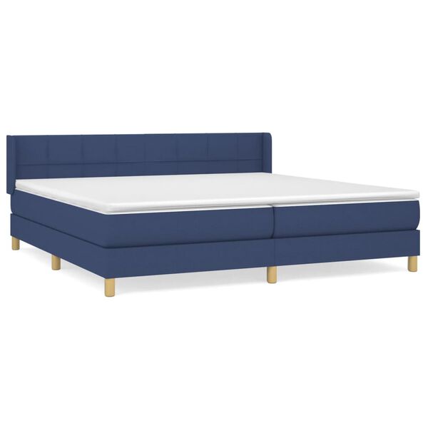 vidaXL Boxspring met matras stof blauw 200x200 cm