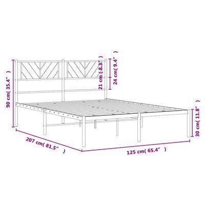 vidaXL Bedframe met hoofdbord metaal zwart 120x200 cm