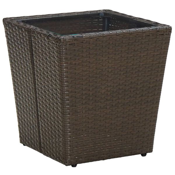vidaXL 3-delige Bistroset met kussens poly rattan en glas bruin