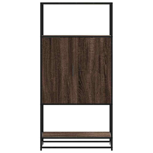 vidaXL Hoge kast 68x35x139 cm bewerkt hout en metaal bruin eikenkleur