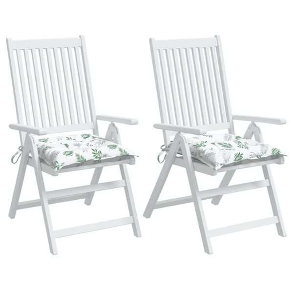 vidaXL Stoelkussens 2 st bladpatroon 40x40x7 cm stof