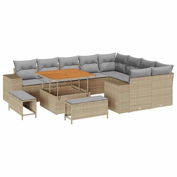 vidaXL Tuin Sofa Set 12 pcs Beige en Licht Grijs 100 x 100 x 71 cm