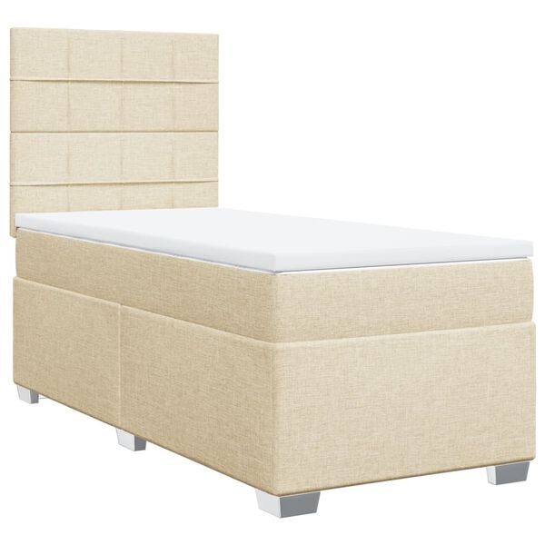 vidaXL Boxspring met matras stof cr&egrave;mekleurig 90x200 cm