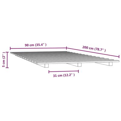 vidaXL Bedframe massief grenenhout wit 90x200 cm