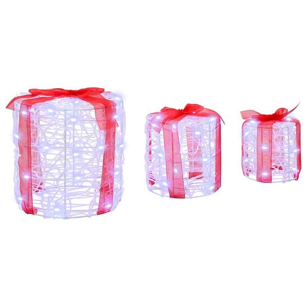 vidaXL Decoratie voor Geschenkdoos 3 pcs Koudwit 20 x 20 x 21 cm Acryl