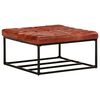 vidaXL Poef 80x80x43 cm echt leer donkerbruin