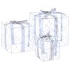 vidaXL Verlichte kerstcadeau doos 3 st 150 LED's Koel wit