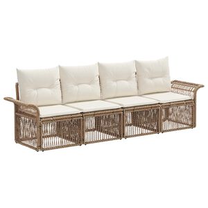 vidaXL Tuinbankenset 4 pcs Beige poly rattan