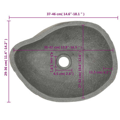 vidaXL Wastafel ovaal (37-46)x(29-36) cm riviersteen