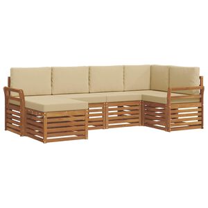vidaXL Buiten bankenset 6 st Natuurlijk en Beige Polyester