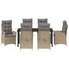 vidaXL Tuin eettafelset met kussen 7 pcs Beige poly rattan