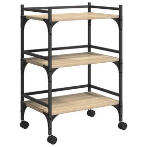 vidaXL Keuken Trolley Sonoma Eiken 50 x 35 x 75,5 cm Bewerkt hout