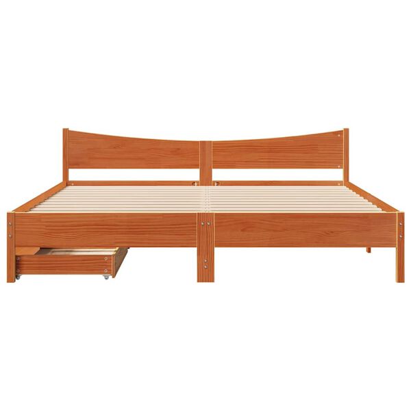 vidaXL Bedframe met lades massief grenenhout wasbruin 200x200 cm