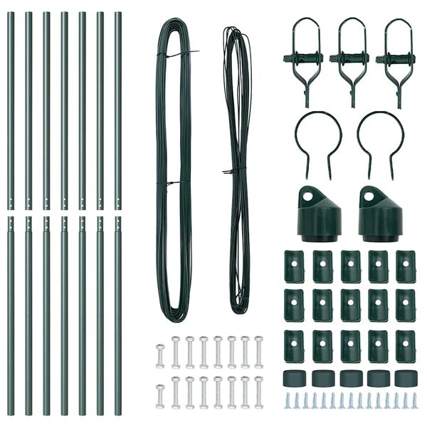 vidaXL Hekpalen 7 pcs Groen Ø32mm 210 cm Gegalvaniseerd staal