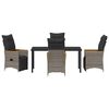 vidaXL Tuin eettafelset met kussen 5 pcs Grijs poly rattan