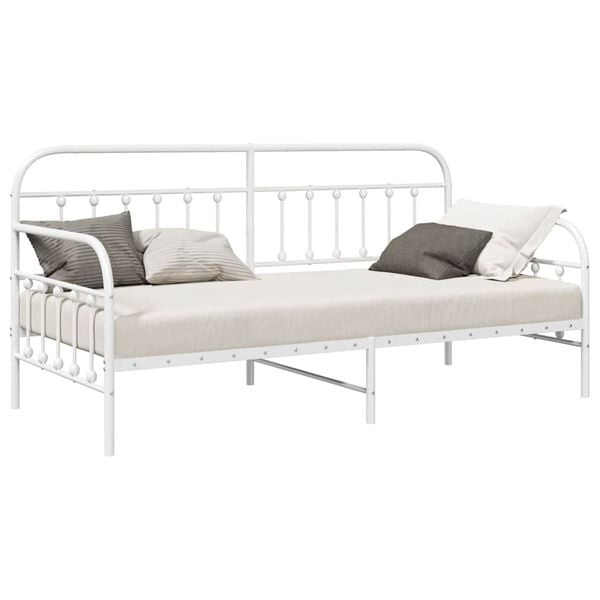 vidaXL Bedframe voor een daybed met hoofdeinde Wit 90 x 190 cm Staal