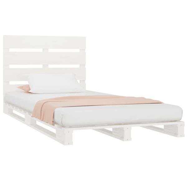 vidaXL Bedframe zonder matras massief grenenhout wit 75x190 cm