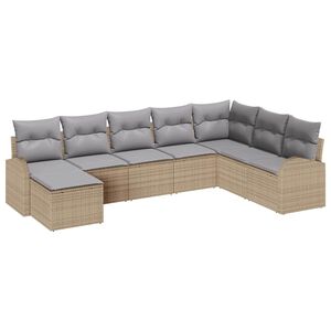 vidaXL Bankstel met kussen 8 pcs Beige en lichtgrijs poly rattan
