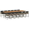 vidaXL 13-delige Tuinset met kussens poly rattan grijs