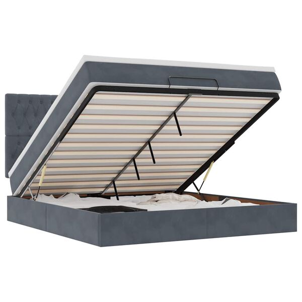 vidaXL Ottoman bed met matrassen 180x200cm fluweel donkergrijs