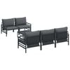 vidaXL Tuinbankenset met kussen 6 pcs Zwart Staal