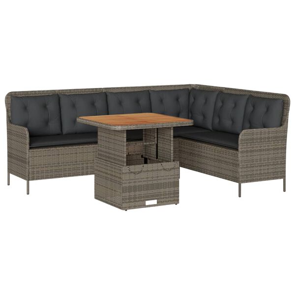 vidaXL 2-delige Loungeset met kussens poly rattan grijs