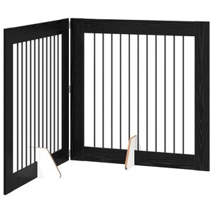vidaXL Opvouwbaar hondenhek met standaards 2 pcs Zwart eiken 200,5 cm