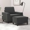 vidaXL Fauteuil met voetenbank 60 cm microvezelstof donkergrijs
