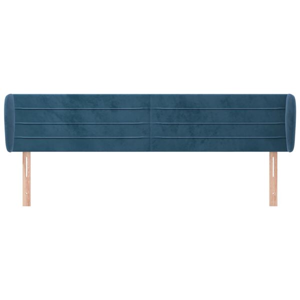 vidaXL Hoofdbord met randen 203x23x78/88 cm fluweel donkerblauw