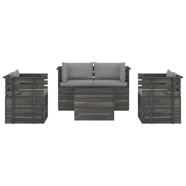 vidaXL 5-delige Loungeset met kussens pallet massief grenenhout