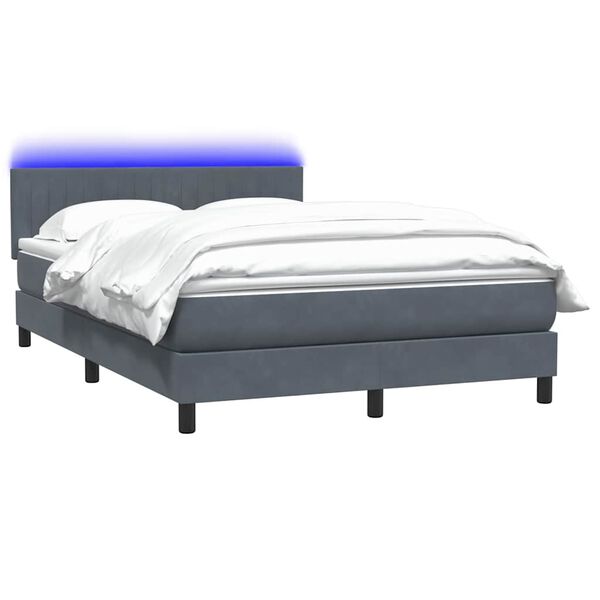 vidaXL Boxspring met matras en LED fluweel donkergrijs 140x210 cm