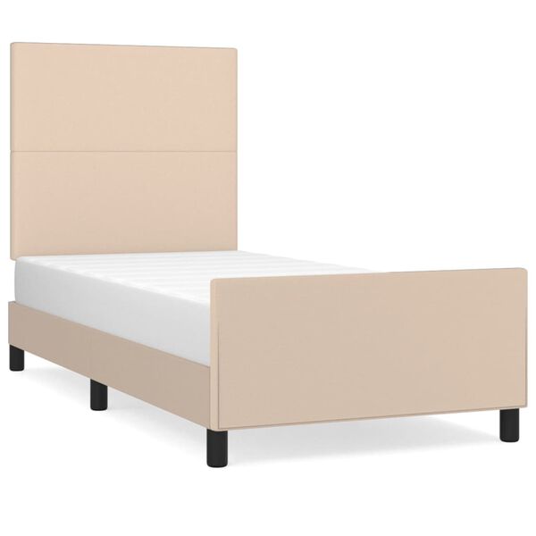 vidaXL Bedframe met hoofdbord kunstleer cappuccinokleurig 100x200 cm