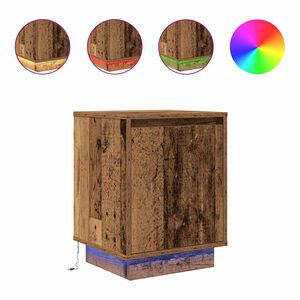 vidaXL Nachtkastje met LED-verlichting 38x34x50 cm oud hout