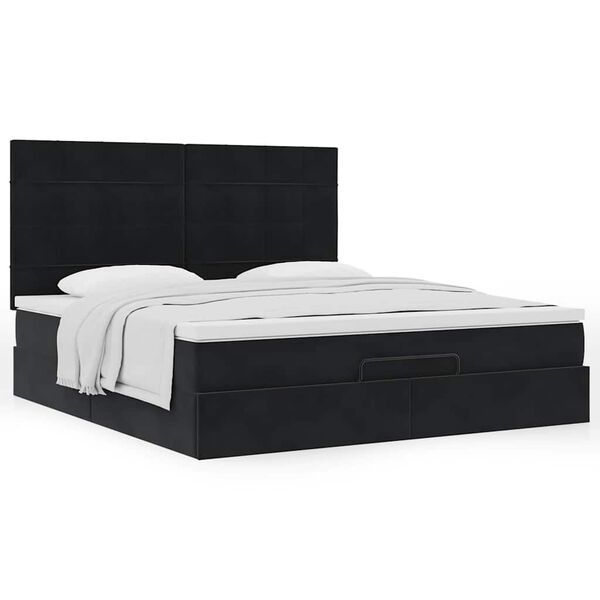 vidaXL Ottoman bed met matrassen 160x200cm fluweel zwart