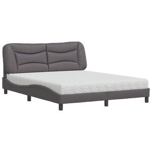 vidaXL Bed met matras "Hvar" kunstleer grijs 160x200 cm