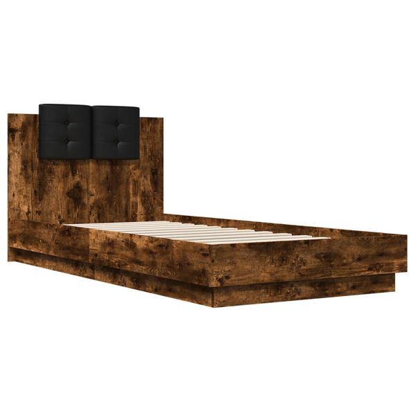 vidaXL Bedframe met hoofdeinde bewerkt hout gerookt eiken 100x200 cm