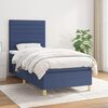 vidaXL Boxspring met matras stof blauw 90x200 cm