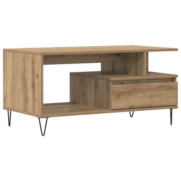 vidaXL Salontafel 90x49x45 cm bewerkt hout artisanaal eikenkleurig