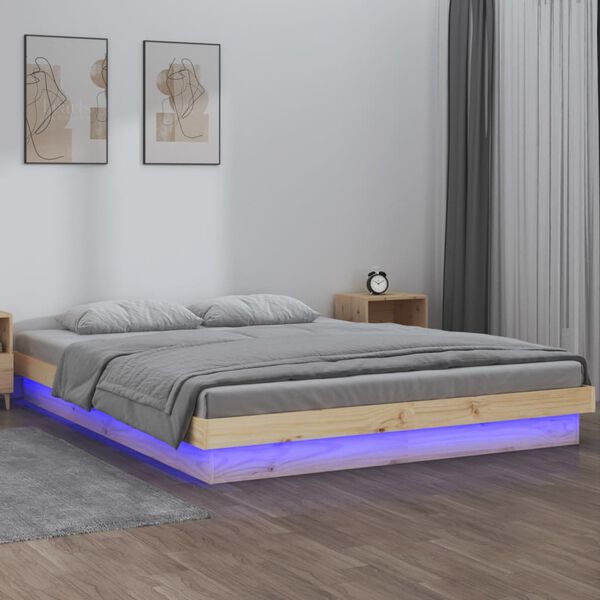 vidaXL Bedframe LED massief hout 200x200 cm