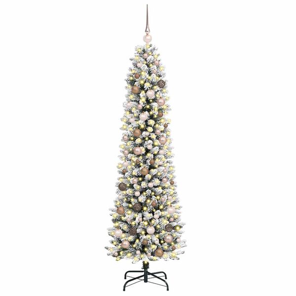 vidaXL Kunstkerstboom met 300 LED Wit 210 cm PVC en Metaal en Plastic