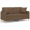 vidaXL Tweezitsbank met sierkussens 140 cm stof bruin