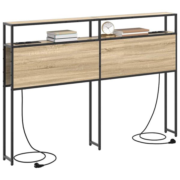 vidaXL Opberghoofdbord met plank Sonoma eiken 160 cm Bewerkt hout