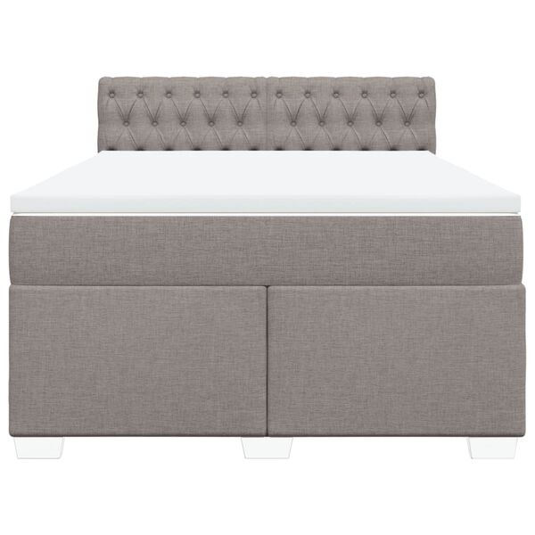 vidaXL Boxspring met matras stof taupe 140x200 cm