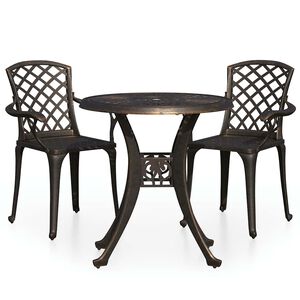 vidaXL 3-delige Bistroset gietaluminium bronskleurig