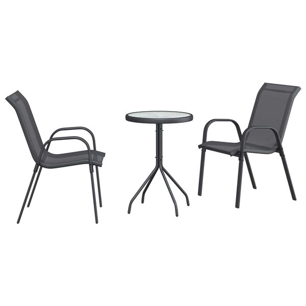 vidaXL Tuin Bistro Set 3 pcs Grijs Staal