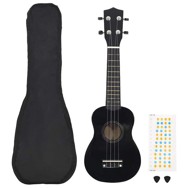 vidaXL Ukuleleset met tas voor kinderen sopraan 23'' zwart