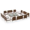vidaXL 16-delige Loungeset met kussens poly rattan bruin