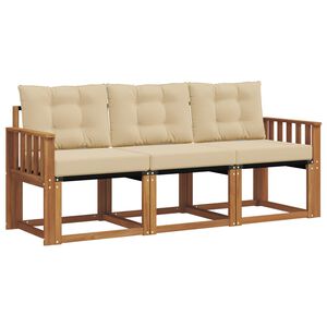 vidaXL Buiten bankenset met kussen 3 pcs Natuurlijk en Beige