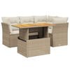vidaXL 5-delige Loungeset met kussens poly rattan beige