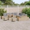 vidaXL Tuinbankenset met kussen met opslag 13 pcs Beige Poly riet